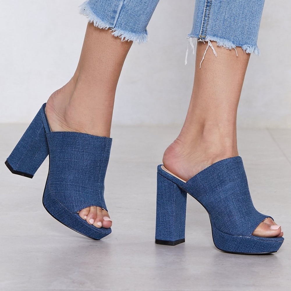 ✨Nasty Gal Patch Up Denim Mule